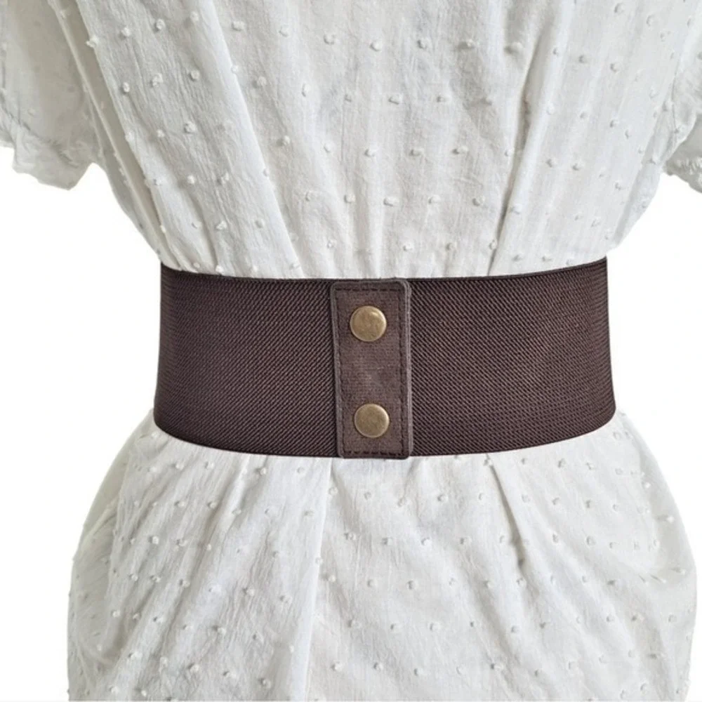 Western wide waist faux suede corset belt L/ XL dark brown boho lace up stretch